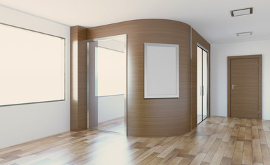 Modern Empty  office Cabinet. Meeting room. 3D rendering. Paintings