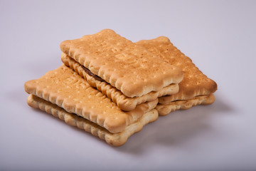Biscuit biscuits on a light background in the studio