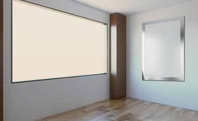 Modern Empty  office Cabinet. Meeting room. 3D rendering. Paintings