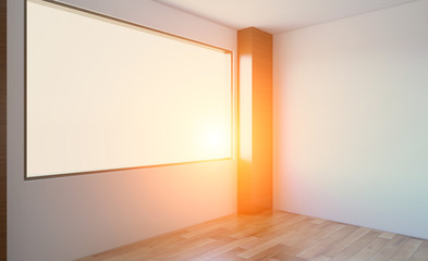 Modern Empty  office Cabinet. Meeting room. 3D rendering. Sunset.