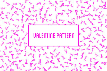 Vector heart seamless pattern. St Valentine red background of hearts hand drawn art icons. Design for Valentines day greeting love card.
