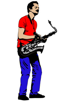Concert of jazz music on white background