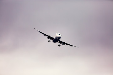 Turning airplane