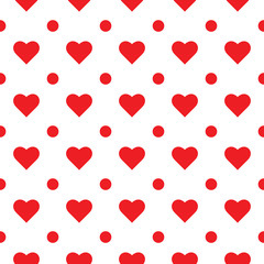 Red hearts and dots seamless pattern vector