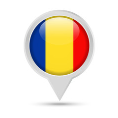 Fototapeta premium Romania Flag Round Pin Vector Icon
