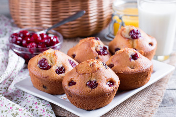 Sweet muffins stuffed with cherries