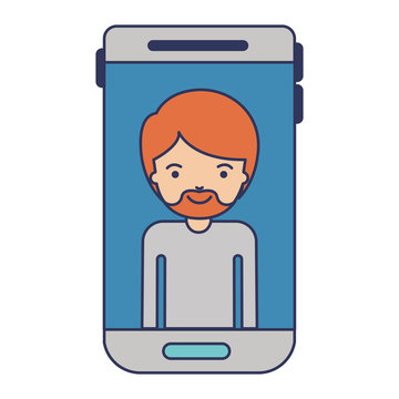 smartphone man profile picture with short hair and van dyke beard in colorful silhouette