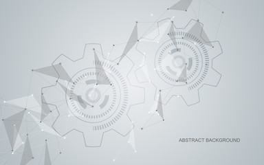 Vector global creative social network. Abstract polygonal background with lines and dots.