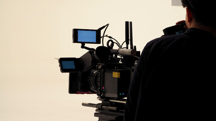 Behind the video shooting production team working