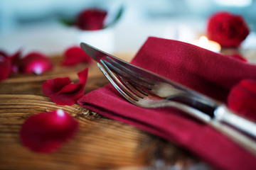 Romantic table setting in red