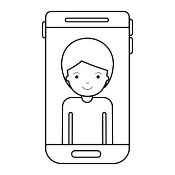 smartphone man profile picture with short hair in black silhouette