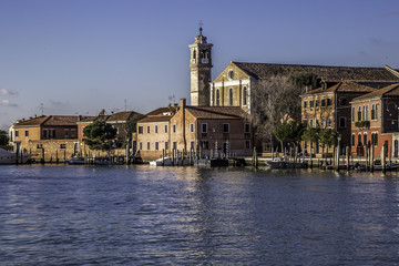 Naklejka premium The picturesque island of Murano, famous for producing glass in the Venetian Lagoon on the Adriatic coast