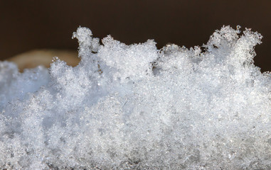 Ice and snow macro details close-up