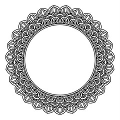 Black and white mandala vector isolated on white. Vector hand drawn circular decorative element.