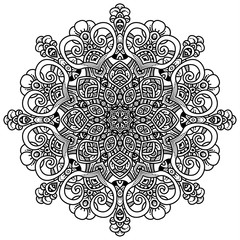 Black and white mandala vector isolated on white. Vector hand drawn circular decorative element.