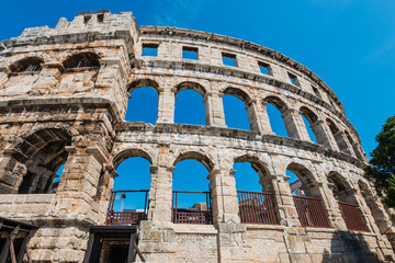 Obraz premium Ancient Roman amphitheater, Arena in Pula, Croatia, Europe