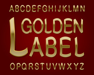 Golden Label typeface. Retro font. Isolated english alphabet.