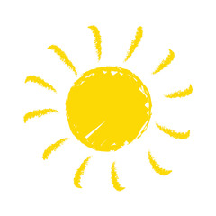 Odręcznie narysowane słońce na białym tle © piotrszczepanek