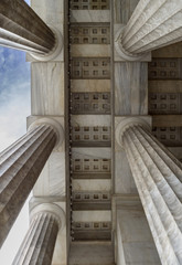 Marble ceiling and columns of the National Library of Athens