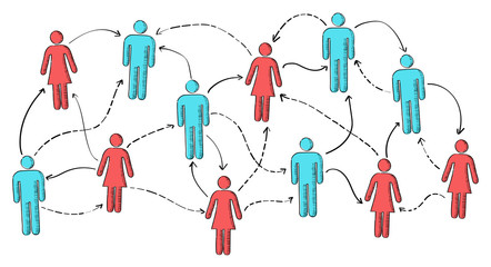 Hand drawn social network vector presentation