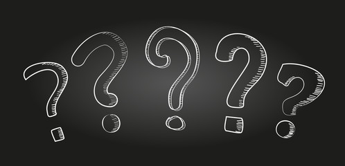 Hand drawn question marks vector