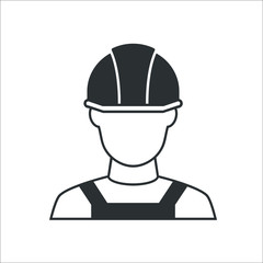 Builder in hemlet icon.  Illustration