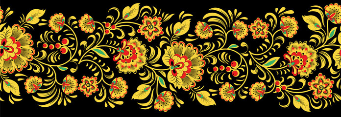 Khokhloma. horizontal seamless pattern