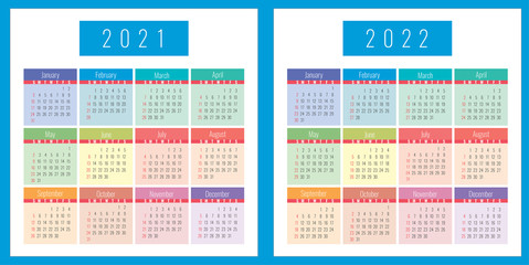 Calendar 2021, 2022, design, business, vector, set, template, 