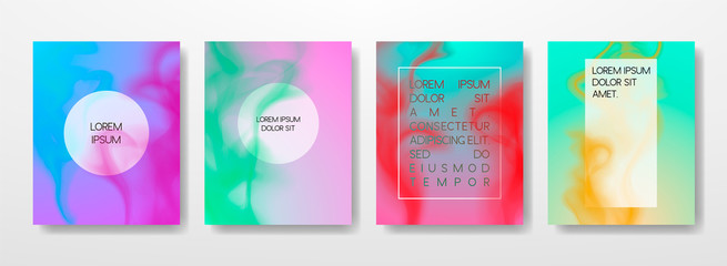 Abstract Fluid, lines and shapes creative templates, cards, color covers set. Geometric design, liquids, shapes. Trendy vector collection.