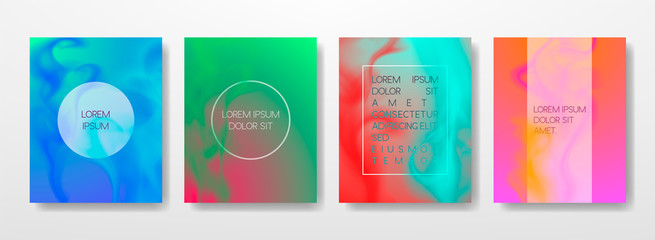 Abstract Fluid, lines and shapes creative templates, cards, color covers set. Geometric design, liquids, shapes. Trendy vector collection.