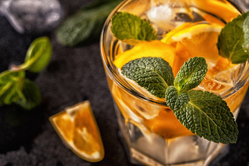 Lemon homemade cocktail/detox fruit infused water