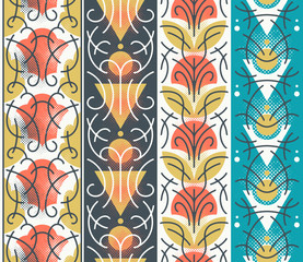 Vector set of ornamental borders, abstract decorative design backgrounds.