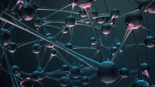 Abstract Glass Molecular net chain.Chemistry and physic science.Beautiful 3D render of crystal atom cells spheres.