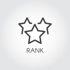 Rank star linear icon. Rating or achievements sign. Graphic web label in line style for mobile apps, websites, games, social media. Interface win status symbol. Vector illustration