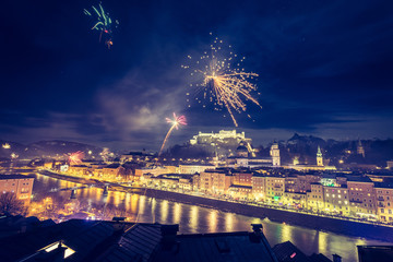 Feuerwerk über der Altstadt von Salzburg, Festung Hohensalzburg