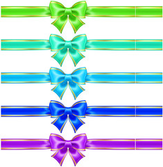 Bows with edging and ribbons in cool colors