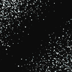 Amazing falling snow. Abstract chaotic scatter with amazing falling snow on black background. Alluring Vector illustration.