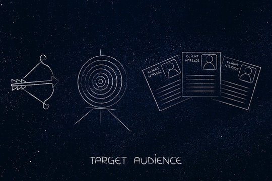 target and arrow next to customer profiles