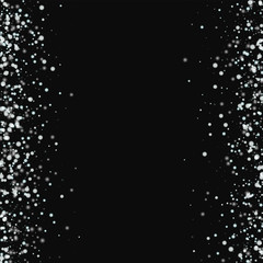 Amazing falling snow. Messy border with amazing falling snow on black background. Magnetic Vector illustration.