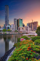 Brisbane. Image de paysage urbain de l& 39 horizon de Brisbane, Australie pendant le lever du soleil spectaculaire.