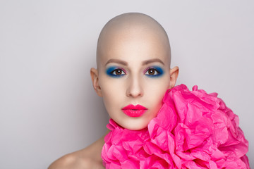 beauty bald woman