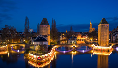 Fototapeta na wymiar Ponts Couverts from the Barrage Vauban in Strasbourg France