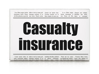 Insurance concept: newspaper headline Casualty Insurance on White background, 3D rendering