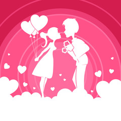Plakat pink design with a loving couple