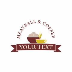 Meatball Meatballs Hot Coffee Tea Logo Vector