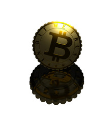 Crypto currency coins isolated on white 3D illustration. Shiny gold and silver textures, motto 3d text, reflections, highlights. Collection.