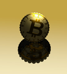Crypto currency coins 3D illustration on gradient background. Shiny metal, gold, silver, reflections, highlights. Collection.