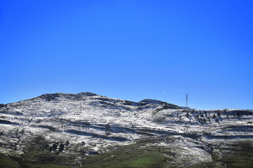 Blue Sky, Green Grass, and White Snow