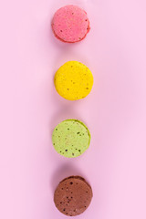 Macaroons on a bright background