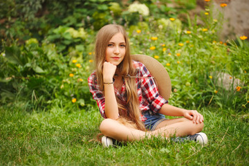 Fototapeta premium beautiful young girl with long hair